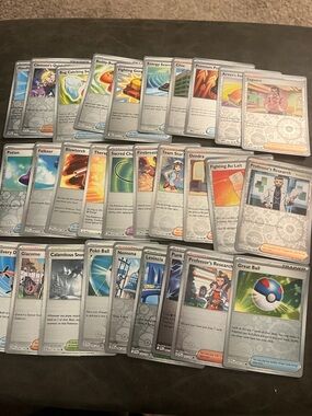 Pokemon reverse holo Trainer & Item Card Lot - excellent condition - no dups